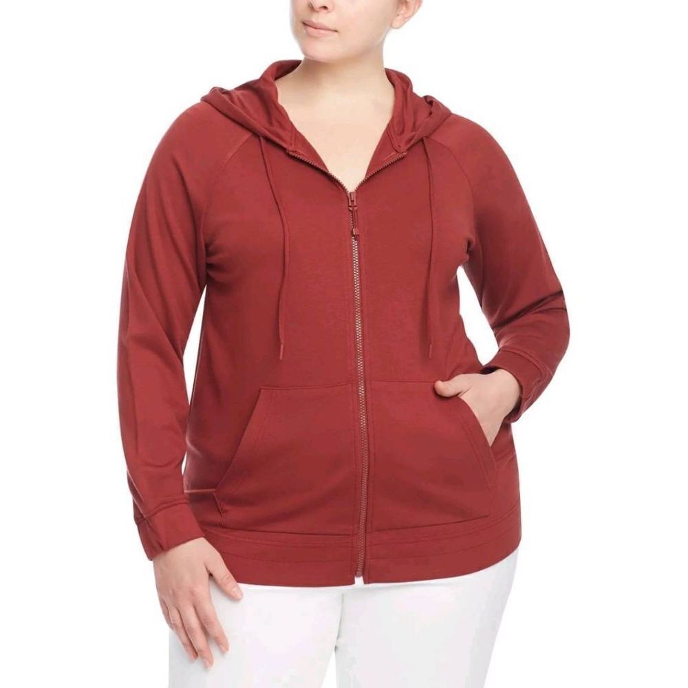 Anne Klein Women's Plus Siena Serenity Full-Zip Knit Hoodie Size 0X
